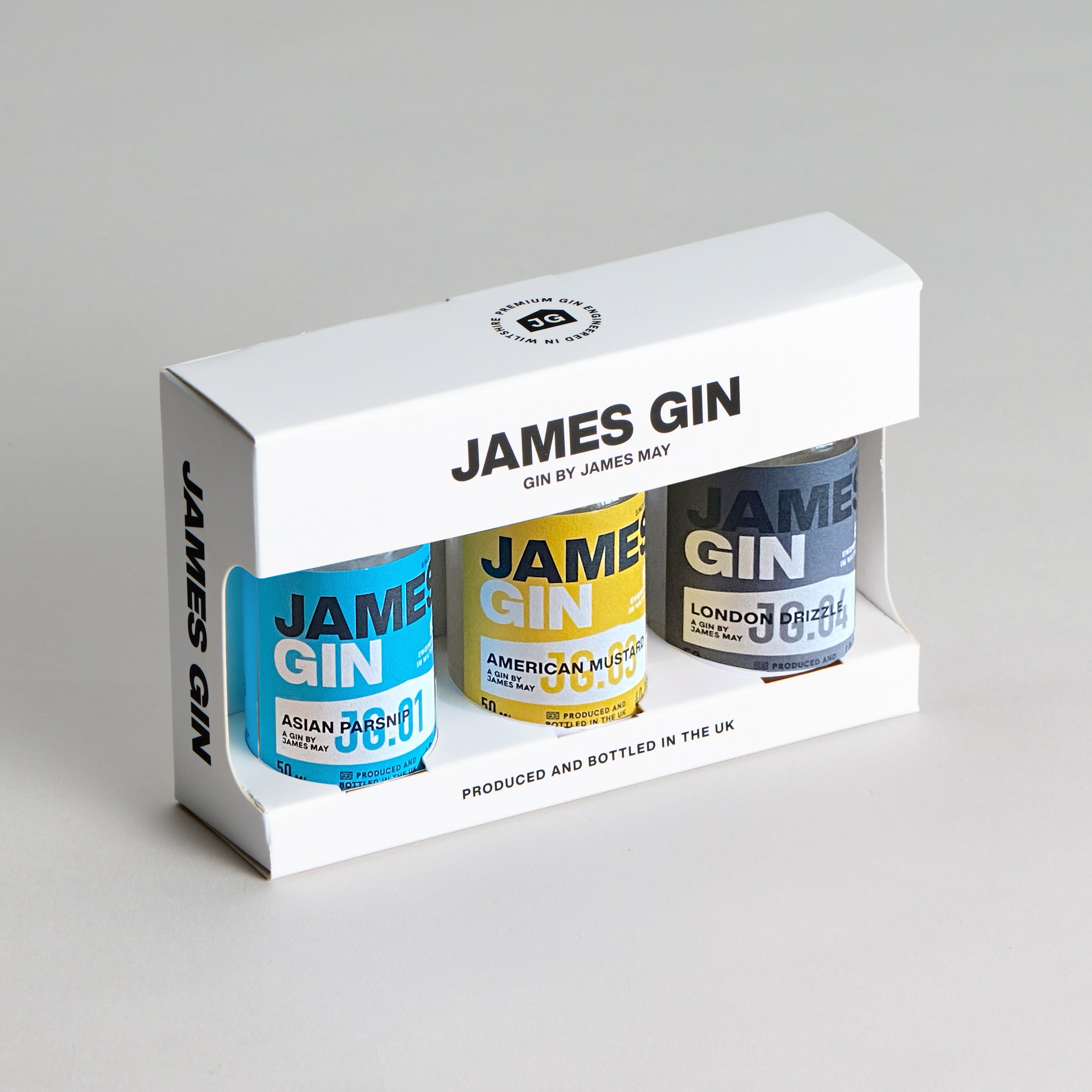 James Gin Mini Gift Set | Asian Parsnip | American Mustard | London Drizzle | Award winning gin by James May