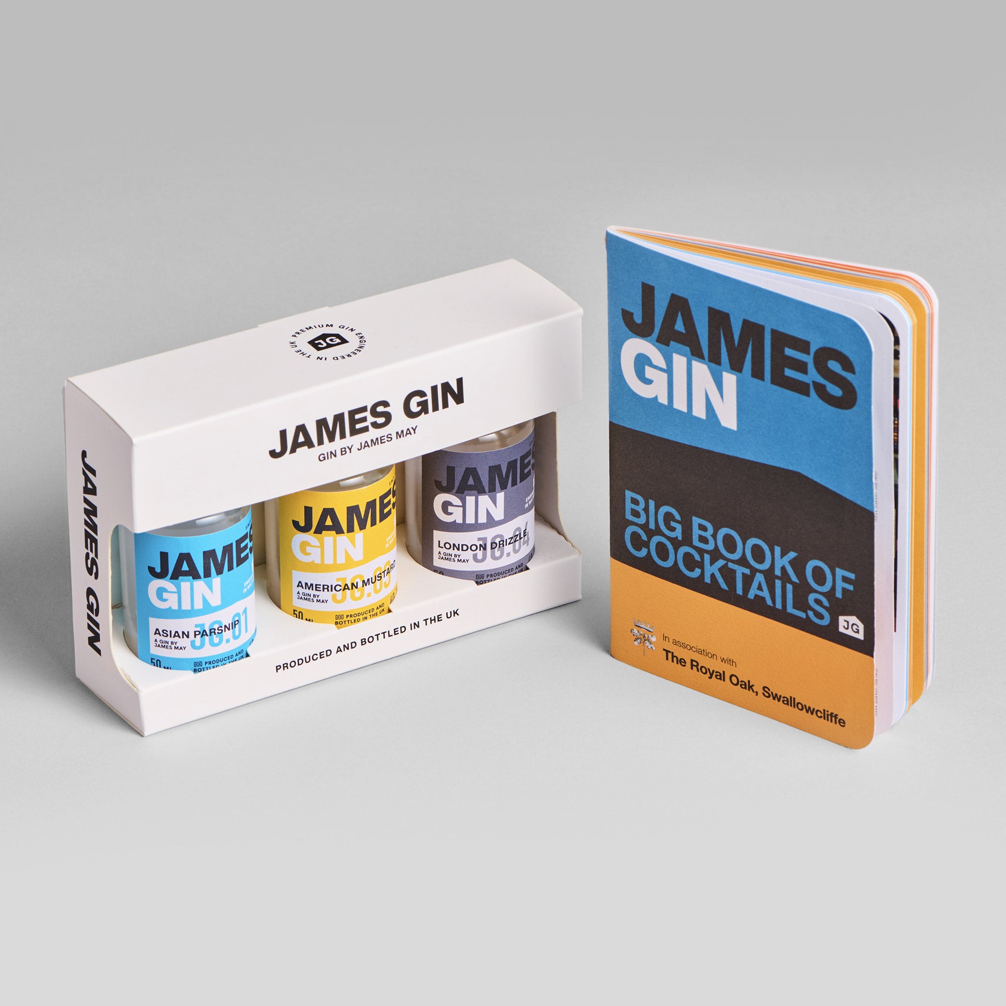 James Gin Starter Kit | James Gin gift set | James Gin Big Book of Cocktails | James May | Asian Parsnip | American Mustard | London Drizzle
